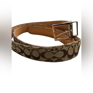 Authentic Coach Signature Canvas & Leather Belt - Size Small (35")